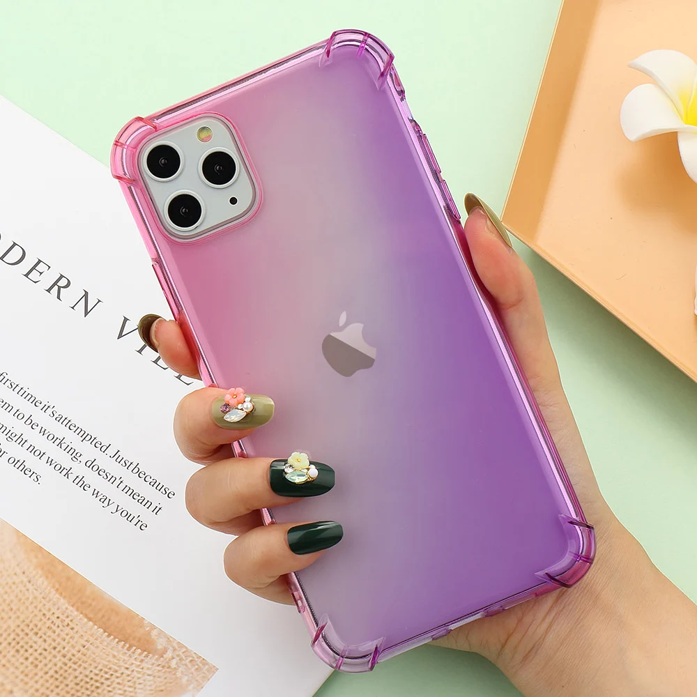 Силиконовый чехол радужного цвета для iPhone 11 Pro Max X Xr Xs милый прозрачный мягкий из