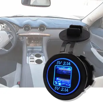 

5V 4.2A Dual 2USB Charger Socket Adapter Power Outlet for 12V 24V Car Motorcycle(blue)