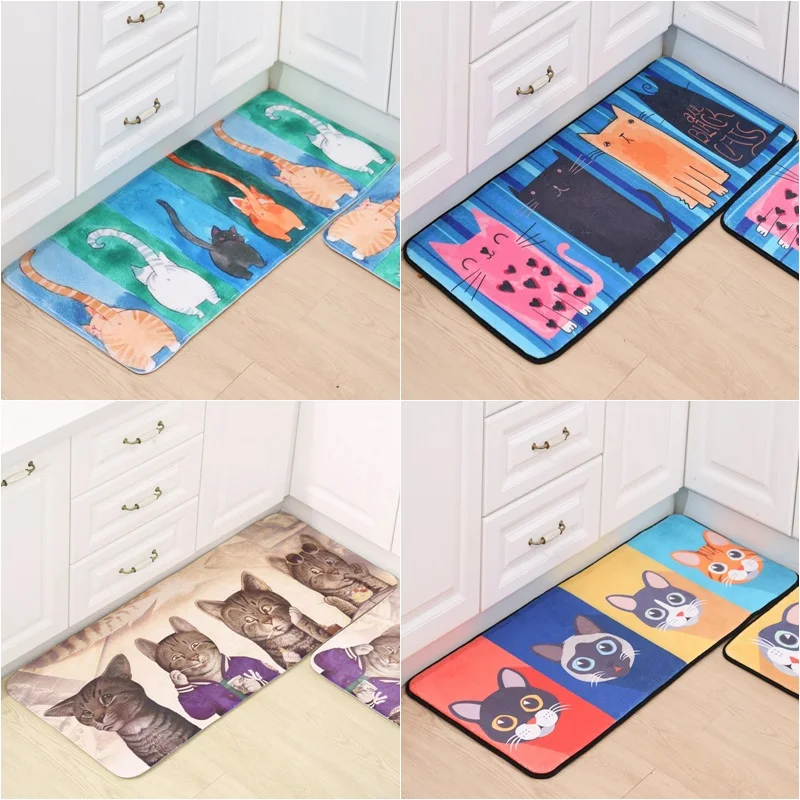 Kitchen Carpet Floor Mats for Living Room Welcome Mat Animal Cute Cat Doormats Bathroom Anti-Slip Rug Door | Дом и сад
