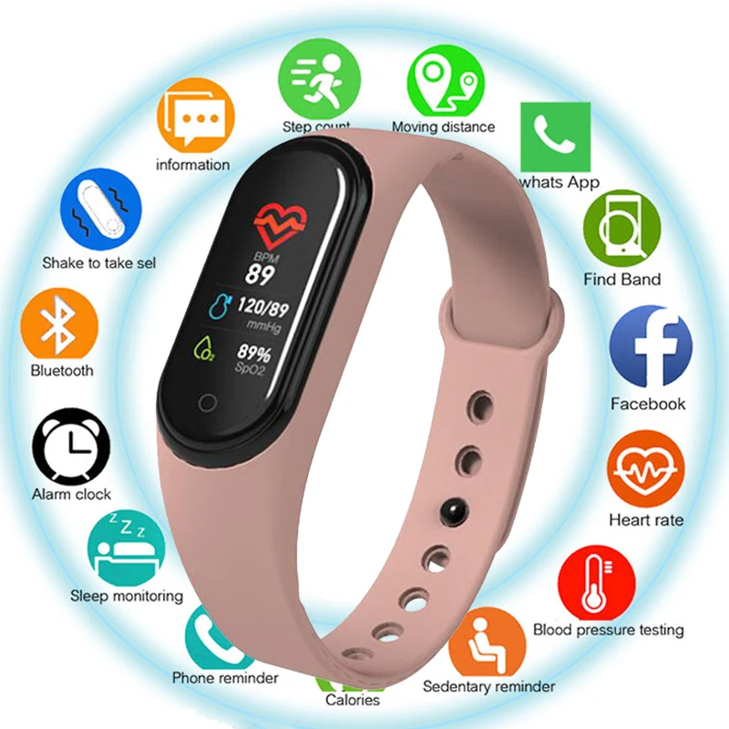 

M4 Smart Wristbands Activity Tracker Blood Pressure Pulse Measurement Watches Fitness Smart Band Heart Rate Bracelet PK 115Plus