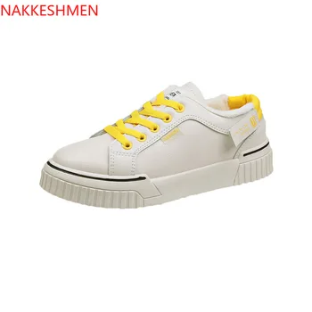 

NAKKESHMEN-2019winter new running board shoes street photo network celebrity warm cotton shoes plus velvet small white shoes