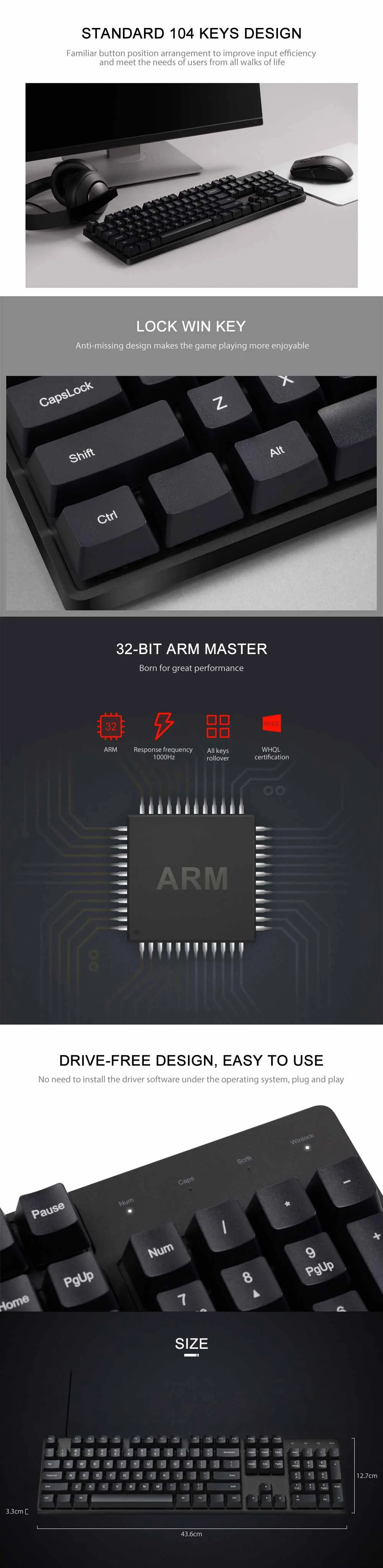 Xiaomi mi механическая клавиатура Ga mi ng PBT Keycap Проводная вишневая красная ось 104 клавиш клавиатура для дома и офиса Ga mi ng