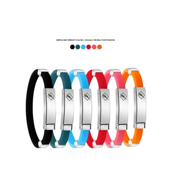 

Free Engraving Words Energy Magnet Sport Bangles WaterProof Silicone Bracelet for Men Boyfriends Father Gift