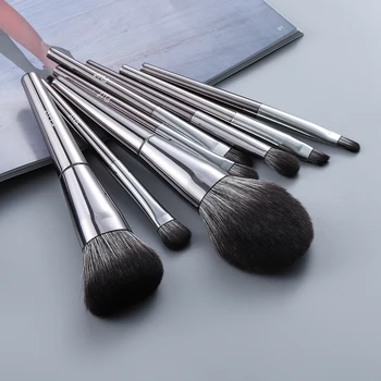 

FLD 8pcs Silver Metal Makeup Brushes Blusher Eyeshadow Eyebrow Lip Powder Foundation Brush Kit Cosmetics Brochas Maquillaje Set