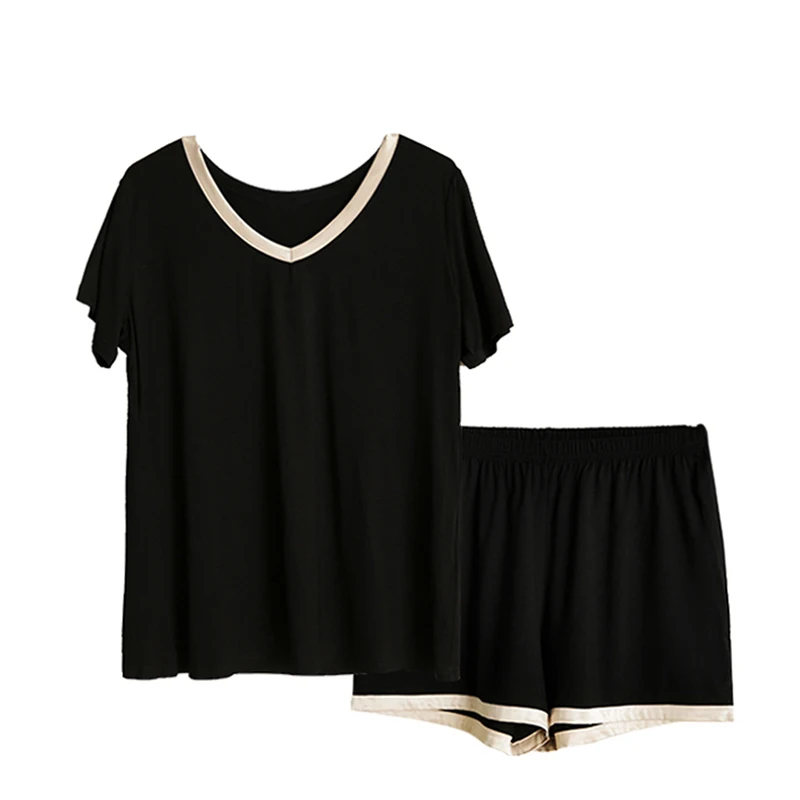 Женская Модальная мягкая Пижама Свободный Топ + шорты комплект домашней одежды