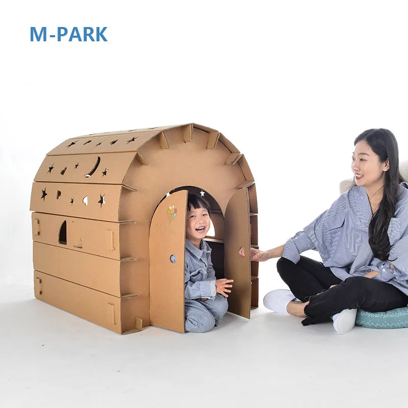 

Children Corrugated Paper House tu ya bao Creative Hand-made DIY Parent And Child Splicing Toys Game Star Cabin