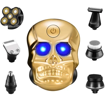 

Skull Hair Shavers for Men Bald Head 6 in 1 Electric Shaver Shaving Razors Cordless Wet Dry Rotary Shaver Beard Trimmer LK9800
