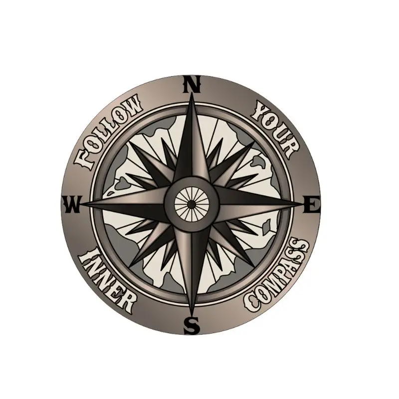 

12CM*12CM Universal Reflective Funny Follow Your Inner Compass PET Car Sticker