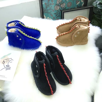 

Dolakids Winter Cartoon Children's Boots Cowhide Leather Boots for Boys and Girls Thickened Cotton-Padded Shoes