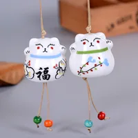 Ceramic Lucky Cat Pendant Wind Chimes Car Ornament Hanging Figurine Home Decor xqmg Wind Chimes & Hanging Decorations Crafts New 2