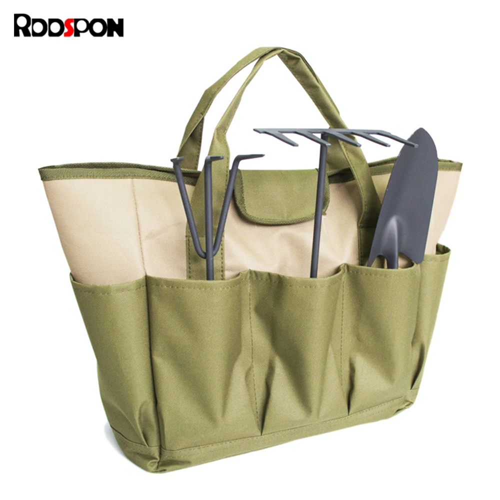 

RDDSPON Garden Tool Bag Oxford Garden Tool Storage Hand Bag for Garden Tool Kits Pockets Flower Shovel Bag
