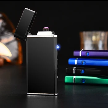 

2020 Double Plasma Arc Lighter USB Recharging Cigarette Lighter Windproof Electric Turbo Torch Lighters Gadgets for Men