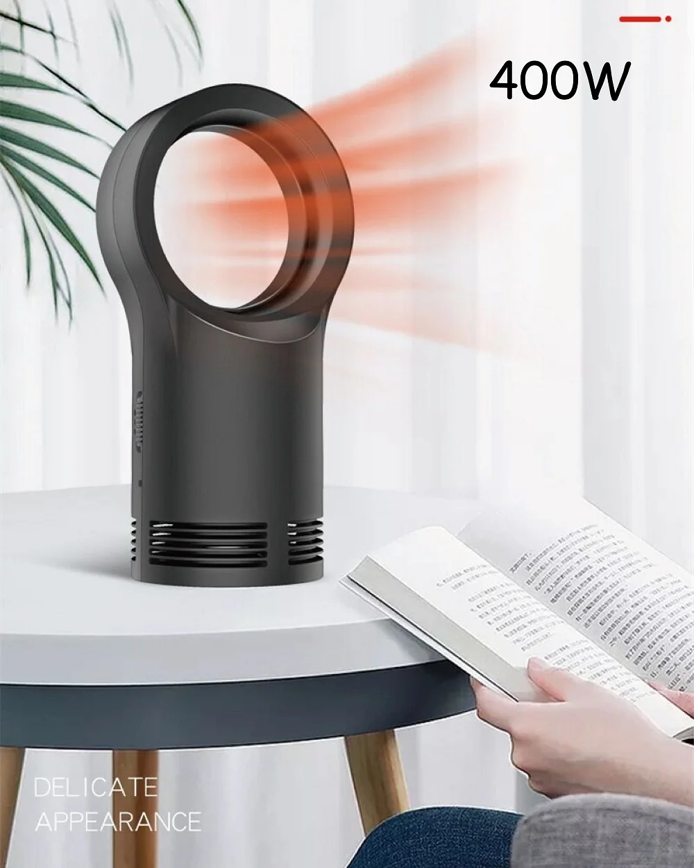 

Electric Heater NFJ9 220V 400W Mini Small Household Leafless Desktop Air Heat Anti Dumping Office Hot Wind