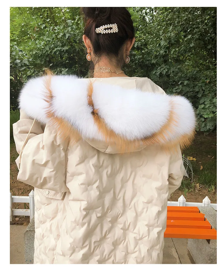 MS.Minshu Natural Fox Fur Collar For Hood Big Size Dense Genuine skin New Design Real |