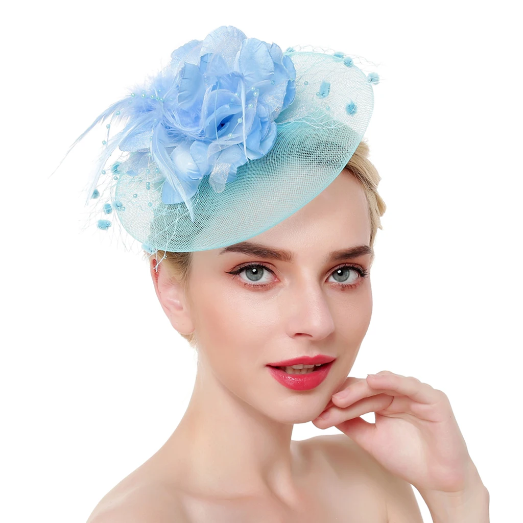 Pillbox Hat, Elegant Flower Feather 