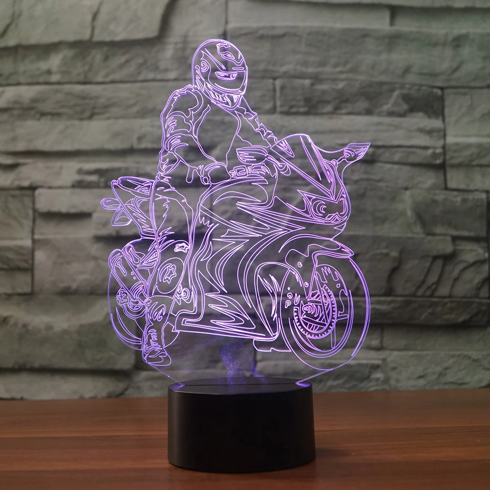 7 Colors Changeable Ride Motorcycle Model Illusion 3d Lamp LED 7 Color changing USB Touch Sensor Desk Table Lamp USB Night Light - Испускаемый цвет: 7 Colors Changeable