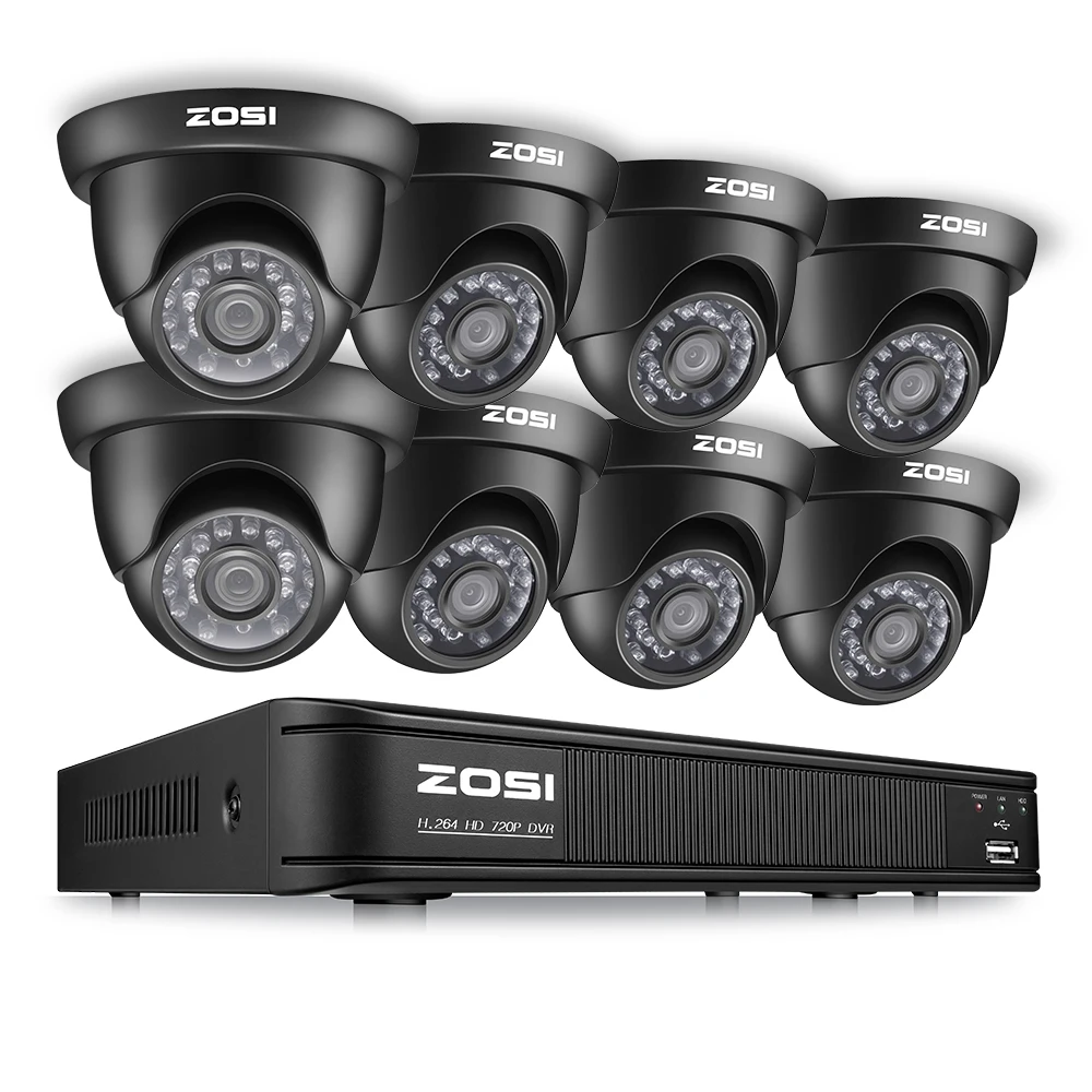 Black 1 ZOSI 8CH система видеонаблюдения набор 1080N TVI DVR 8 шт. 1280TVL уличная инфракрасная камера видеонаблюдения 8-канальный комплект видеонаблюдения DVR - Цвет: Black 1