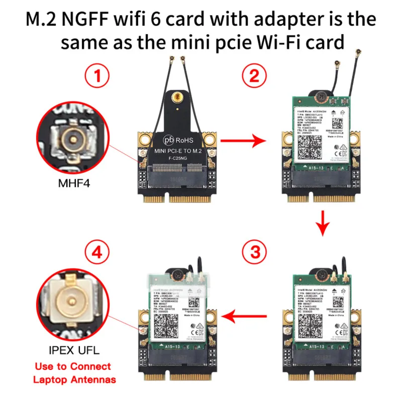 Мини PCI E Wi Fi 6 адаптер Intel AX200 сетевая карта беспроводная 2400 Мбит/с Bluetooth 5 0 AX200NGW