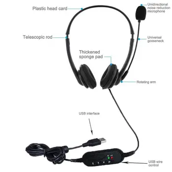 

USB Wired Ergonomic Noise Cancelling Rotatable Headset Microphone Call Centre