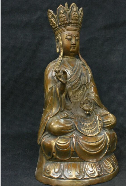 930++ 1" Китайская старинная Бронзовая статуя Ksitigarbha Bodhisattva Tang San Zang Будда