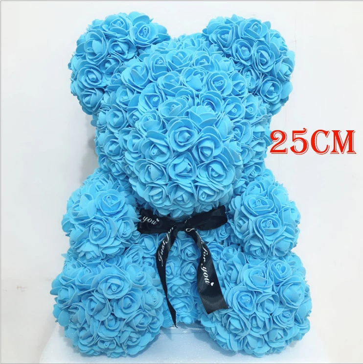 25cm 25/40 см красная Роза плюшевый медведь цветок розы искусственные украшения Рождественские подарки Для женщин Штаны для девочек с рождественским изображением подарки на день Святого Валентина, Droship - Цвет: 25cm