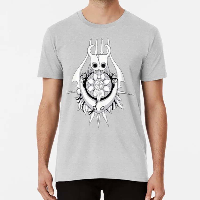 Серый Holow knight футболка полый рыцарь dark souls darkest fantasy insect death - Цвет: Серый