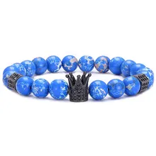 Микро-Инкрустация циркона король Природный имперский камень браслеты модные аксессуары эластичные силы чакра браслеты для мужчин wo мужские ювелирные изделия