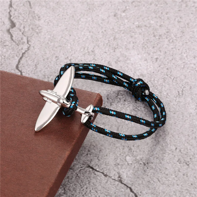 MKENDN New Arrival Airplane Anchor Sport Camping Parachute cord Survival Bracelet Men Women Buckle navy style Fashion Jewelry
