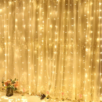 

3x3m Waterproof New Year Lights Christmas Decorations For Home Wedding Party Garden Tree Decor 300 LED Lamp Ornaments Curtain