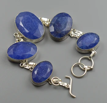 

Sapphire Bracelet Silver Overlay over Copper , 21.5 cm, B4106