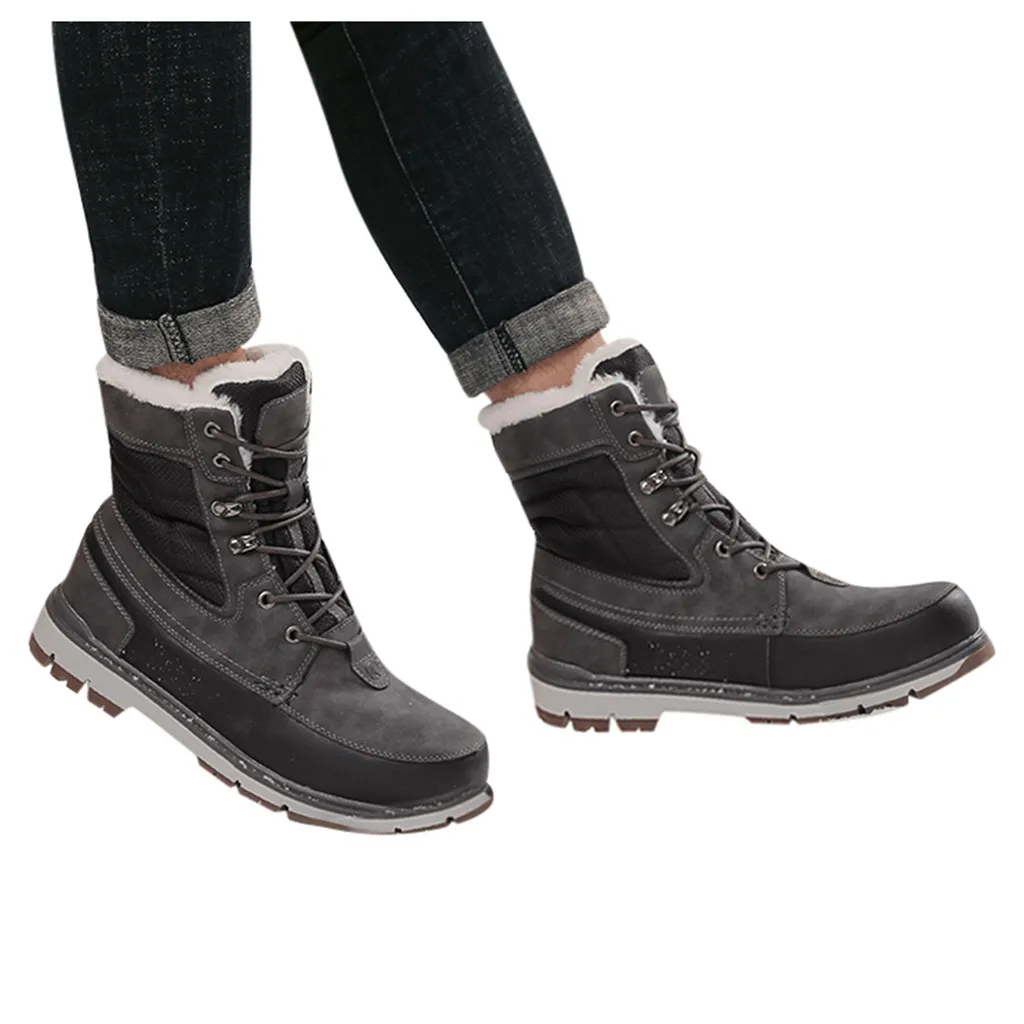 Plus velvet Men's Winter Plus Velvet Warm High-Top Casual Snow Mid Calf Length Male Cotton Boots Large Size zapatillas hombre