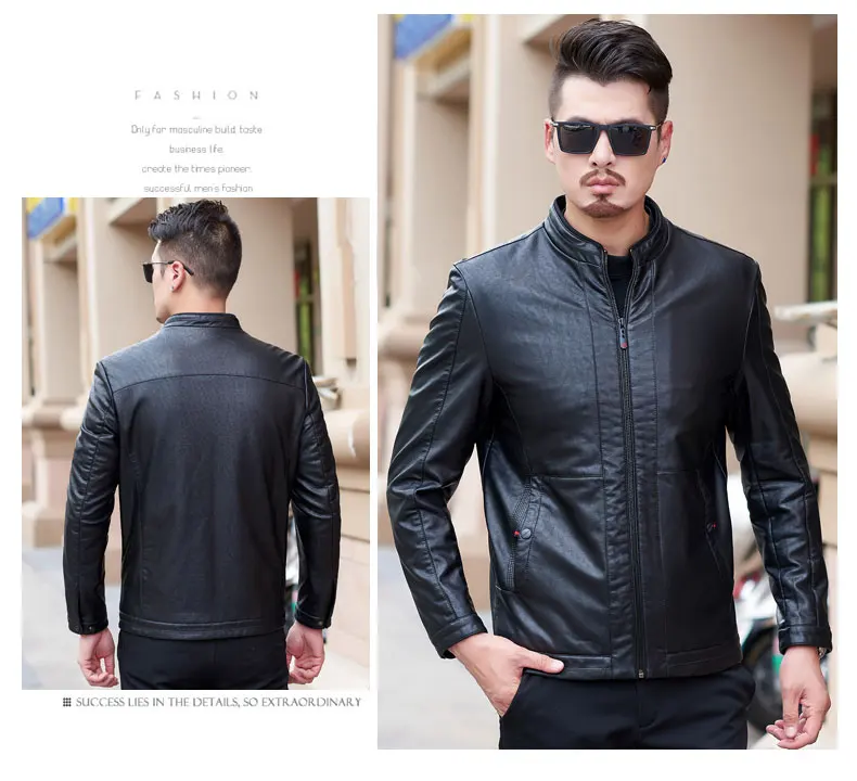 New Warm Winter Men's Leather Jacket Men Leisure Coat Outerwear Parka Leather Jackets19-8