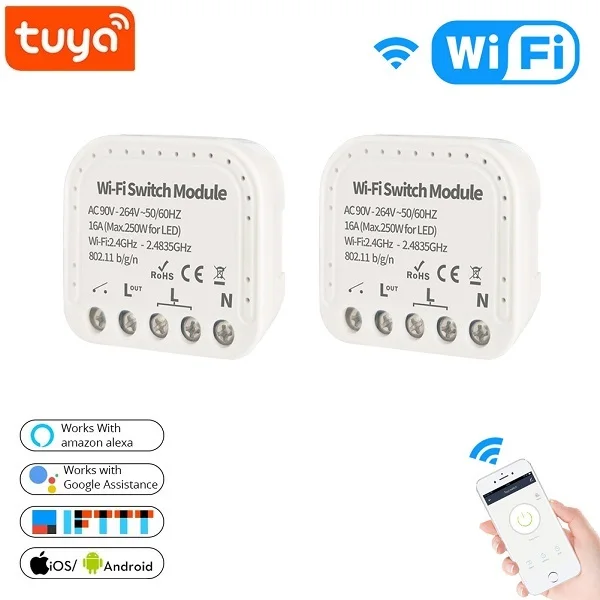 Tuya Smart Wfi Switch 16A 90 V 240 Wifi Module умный дом Autom Поддержка внешнего переключателя работа с