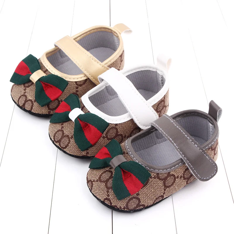 Designer Luxury Butterfly Knot Princess Shoes Fashion for Baby Girls Soft Soled Flats Baby Moccasins Toddler Crib Shoes 1