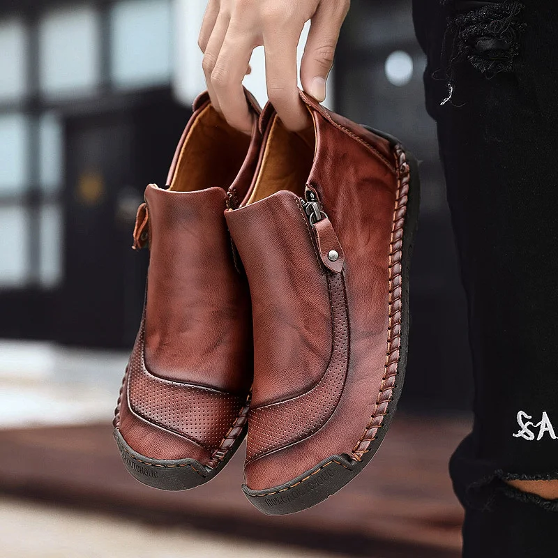  Winter Men Boots Warm Fur Mens Snow Boots Quality Leather Mens Ankle Boots Winter Keep Warm Men Shoes Zapatos De Hombre