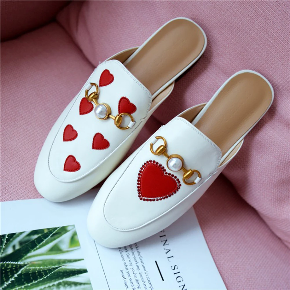 womens leather mule slippers