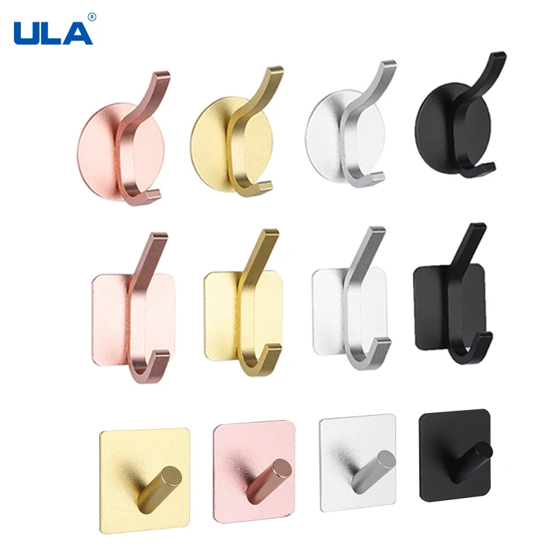 ULA Self Adhesive Wall Hooks Robe Hook Wall Hook Towel for Bathroom Coat Rustproof Hanger for Kitchen Hardware
