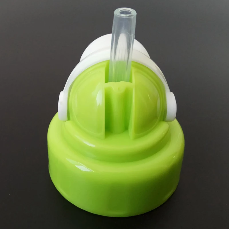 Cute Baby Newborn Wide Mouth Milk Bottle Dust Cap Cover Screw Cap Straw Bottle Change Cover Accessories - Color: GR