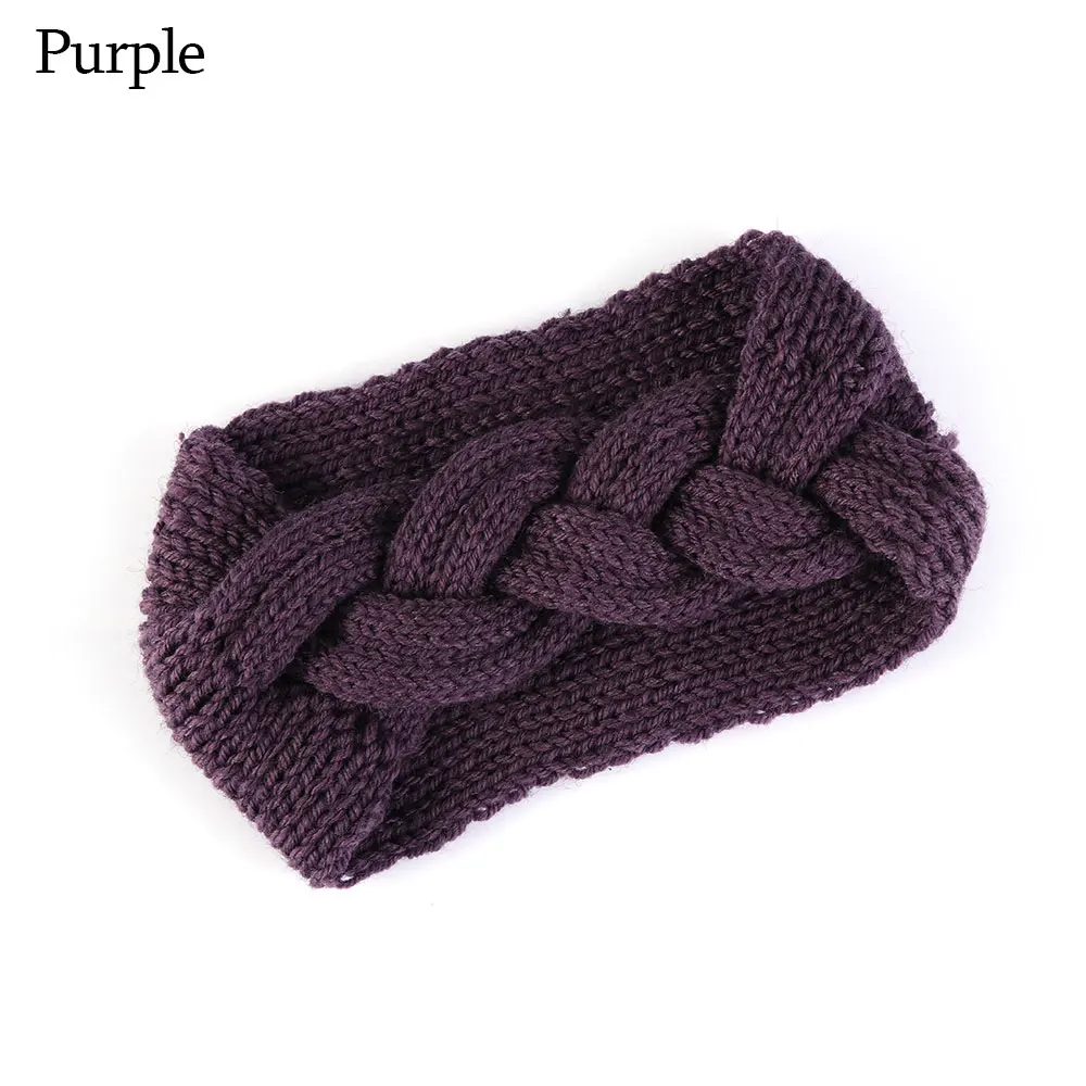 Type 02-Purple 1 шт., женские плюшевые повязки на голову из искусственного бархата, теплые вязаные повязки на голову с перекрестными узорами, женские вязаные повязки на голову, аксессуары для осени и зимы - Цвет: Type 02-Purple