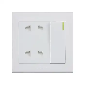 

86 size flush mounted 1 gang 1 way double 2 round pin wall light bulb socket outlet white color
