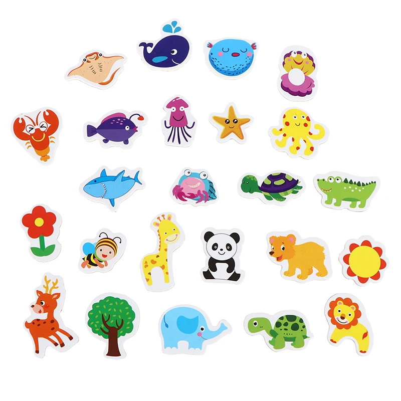 12Pcs Mix Ocean Animals Wooden Fridge Magnet Creative Cartoon 3D Stickers Toys | Дом и сад