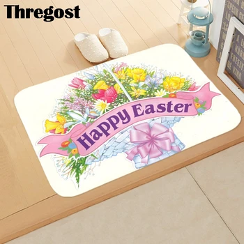 

Thregost Cartoon Printed Doormat Easter Decoration Microfiber Thanksgiving Floor Rugs Anti-Slip Mats Water Absorbing Bath Mat