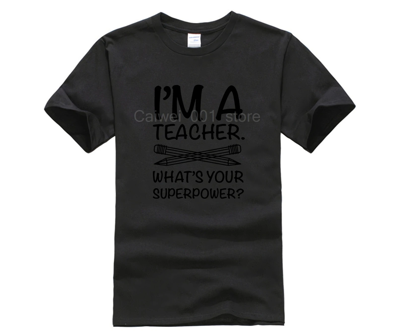 Топ Мужская футболка I M TEACHER WHAT S ваша суперсила забавные принты с надписями белая Новая летняя мужская повседневная футболка с принтом - Цвет: black