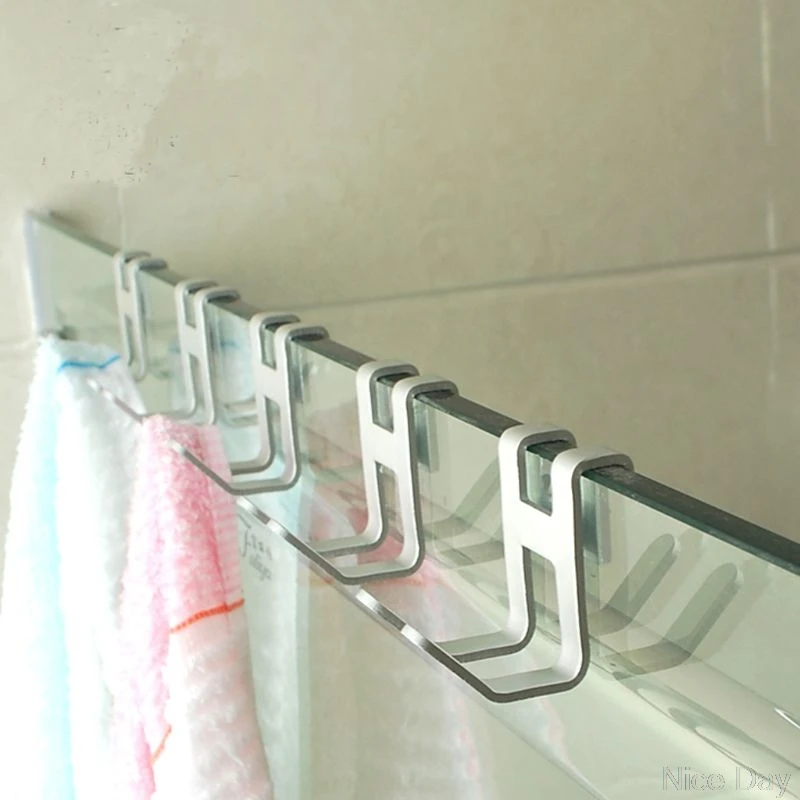 Gancho de aluminio para puerta de ducha, colgador de toalla con agujero libre, organizador de llaves, My25 20, 4 Uds., envío directo