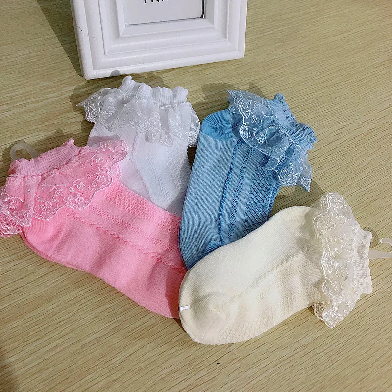 Модные кружевные сетчатые носки принцессы с цветочным принтом; милые короткие носки из дышащего хлопка для маленьких девочек(SO21