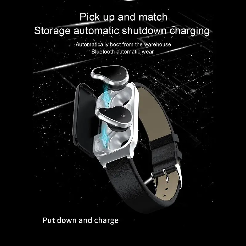Erillers Smart Watch For Android Ios Smart Bracelet Wireless Bluetooth Earbuds 2-in-1 Fitness Health Tracker Smart men Bracelet