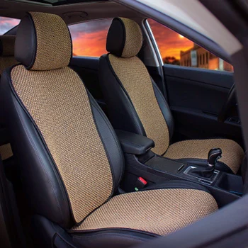 

2 Pcs Car Seat Cover Blue Cloak Linen/ 2 Front or 1 Back Seat Cushion Pad Fit Most Car, Truck, Suv, Protect Automotive Interior(