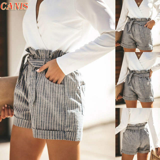 Striped High Waist Shorts