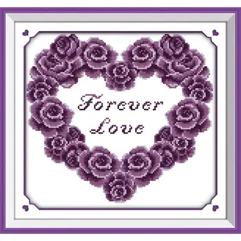 

Joy SundayForever Love DIY Needlework 11CT 14CT Printed Counted Water Soluble Cloth Cross Stitch Kit for Home Decor and Gift