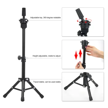 

Adjustable Wig Tripod Stand Holder Aluminium Alloy for Training Head Hairdressing Mannequin Holder Salon Hair Clamp
